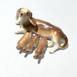 Bone china miniature dachshund with puppies set